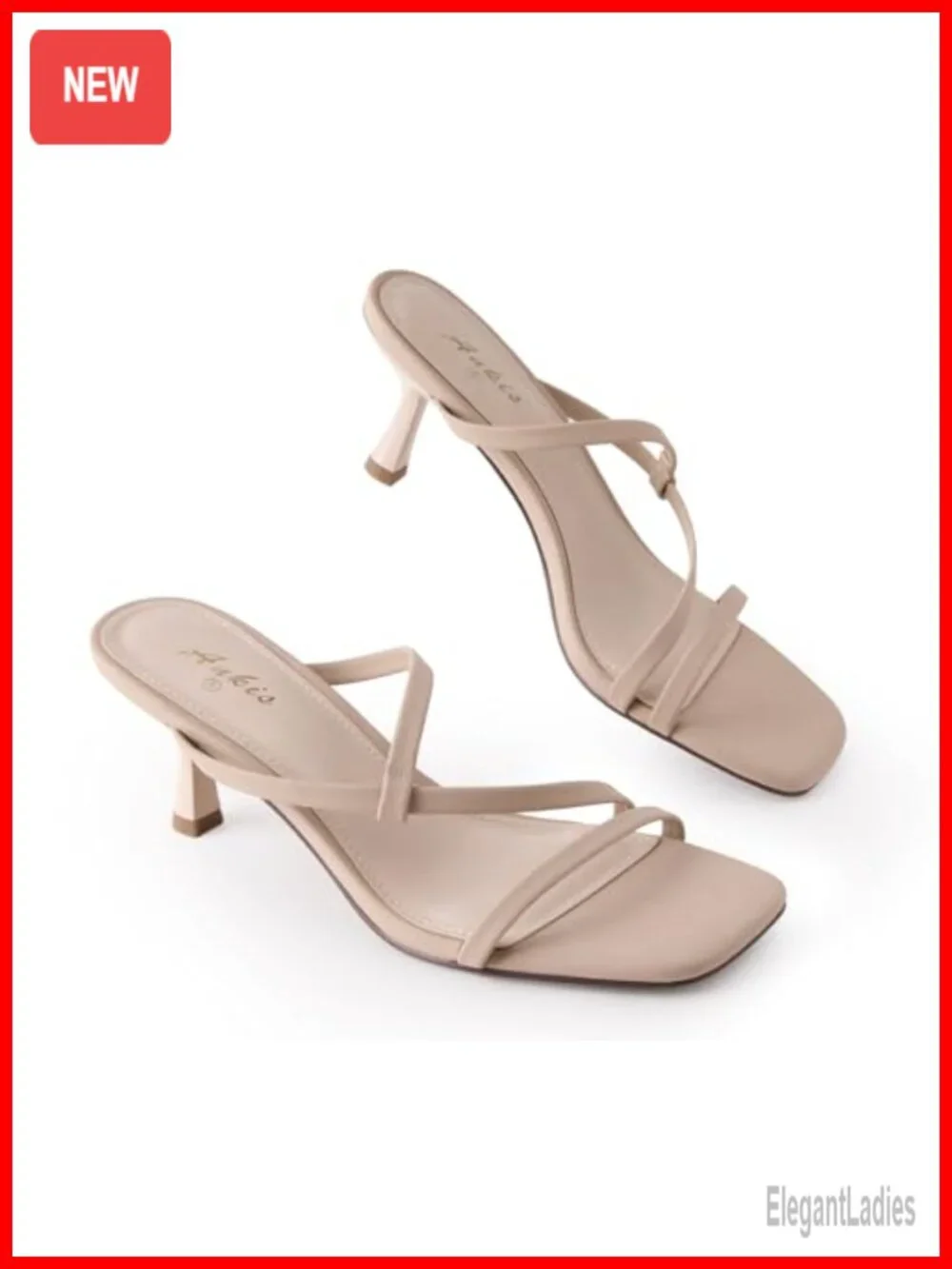 Strappy Kitten Heels Square Open Toe 2.25 Inch Heeled Sandals Slip On Mules